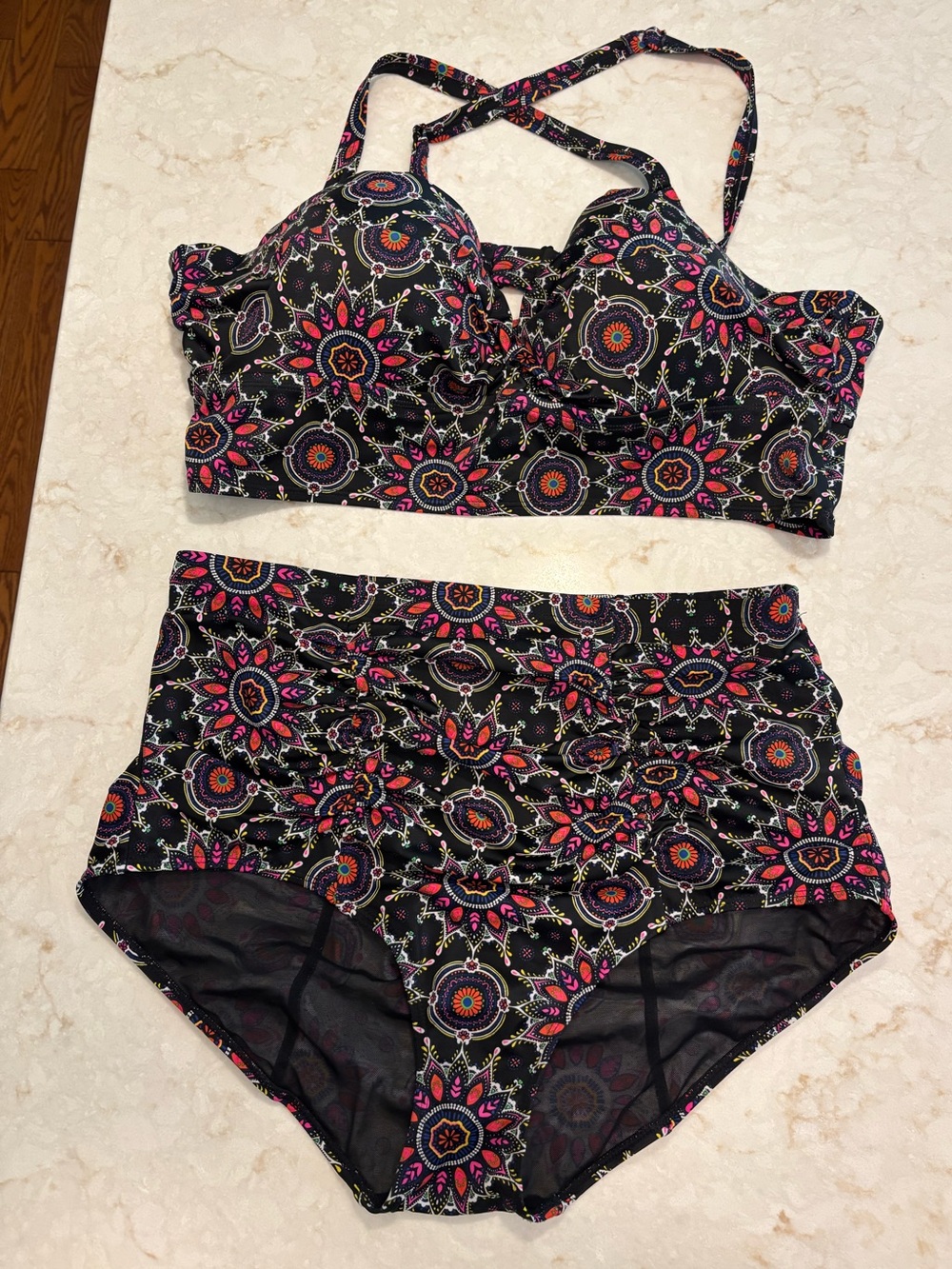 Torrid Black Floral High-Waist Bikini Set - Top size 3/Bottom size 1